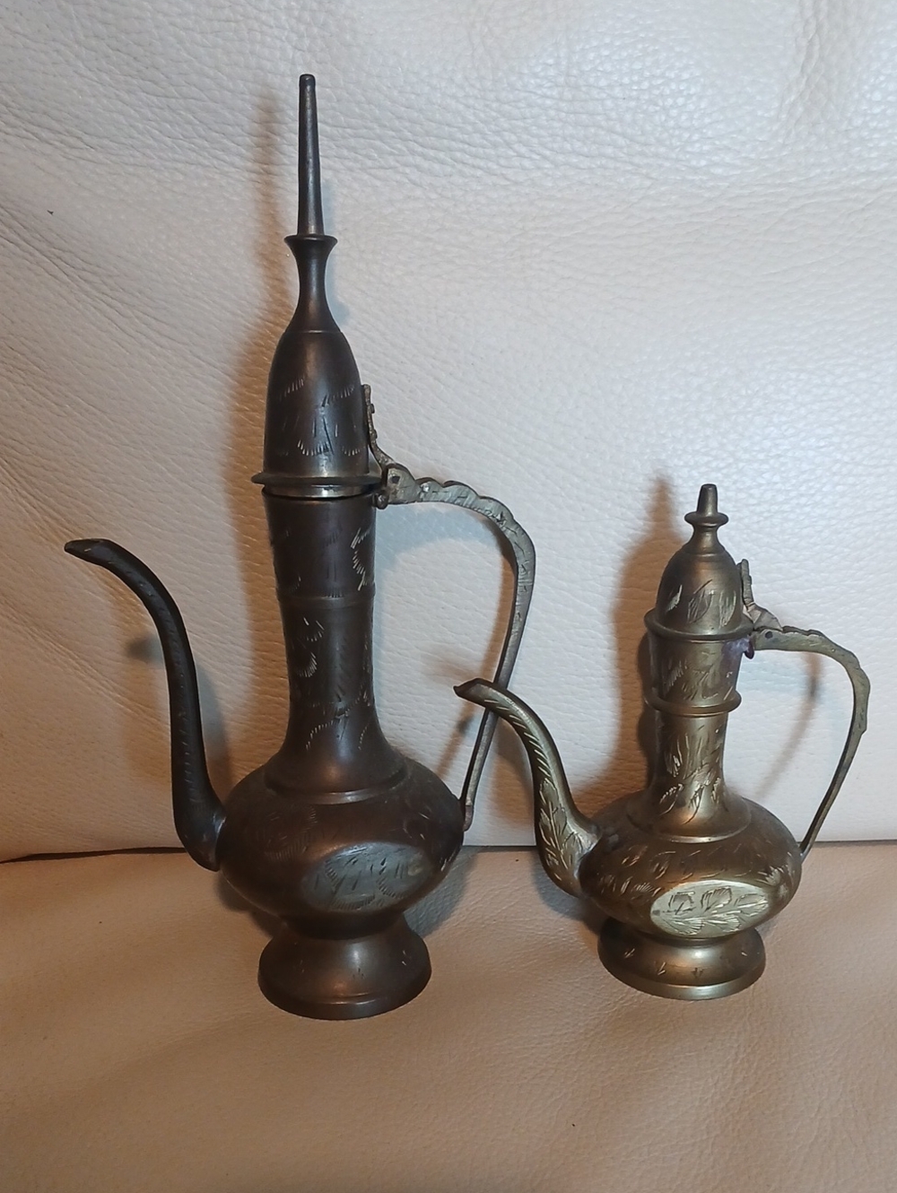 Antique-Style Brass Decorative Coffee or Tea Pot - Brown Finish